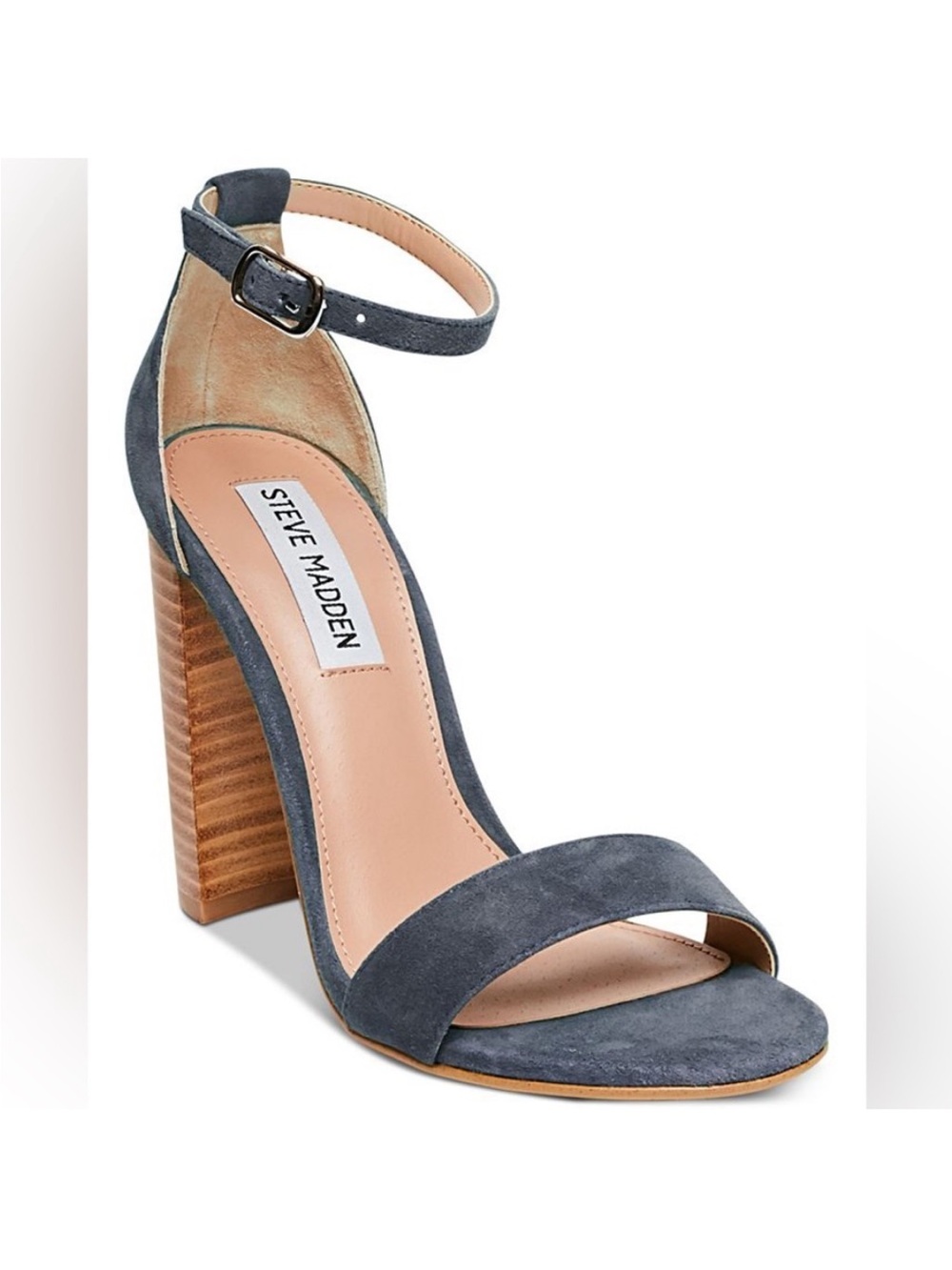 Size 6 Steve Madden Charcoal/Blue Suede Ankle-Strap 5inch Block Heel Sandals